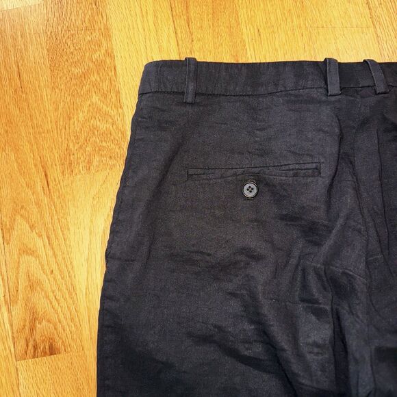 Theory Hartsdale NP Crunch Wash Linen Blend Straight Leg Ankle Pants Black Sz 4 - Picture 15 of 16